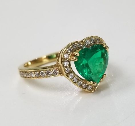 Gorgeous Rings, Emerald Diamond Ring, Diamond Halo Ring, Pave Diamond Ring, Gold Cocktail Ring, Diamond Cocktail Rings, Heart Shaped Diamond, Halo Diamond Ring, Diamond Cluster Ring