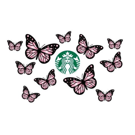 Starbucks Cup Designs Svg, Starbucks Svg File Free Cricut, Cup Wrap Svg Free, Butterfly Starbucks Cup, Starbucks Wrap Svg, Starbucks Wrap, Starbucks Cup Design, Tumblers Designs, Tumbler Making