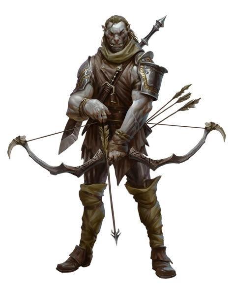 Male Half-Orc Fighter Ranger Archer - Pathfinder PFRPG DND D&D 3.5 5E 5th ed d20 fantasy Ranger Rpg, Half-orc Male, Dnd Orc, Ranger Dnd, Fantasy Classes, Pathfinder Character, Heroic Fantasy, Longbow, Character Designer