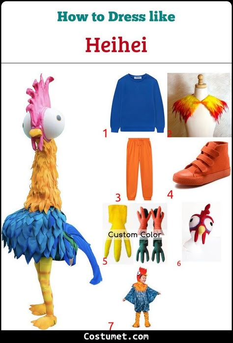 Moana And Hei Hei Costume Couple, Family Moana Halloween Costumes, Moana Pig Pua Costume Diy, Moana Group Costume, Moana Hei Hei Costume, Hai Hai Moana Chicken Costume, Hei Hei Running Costume, Pua Costume, Hei Hei Diy Costume