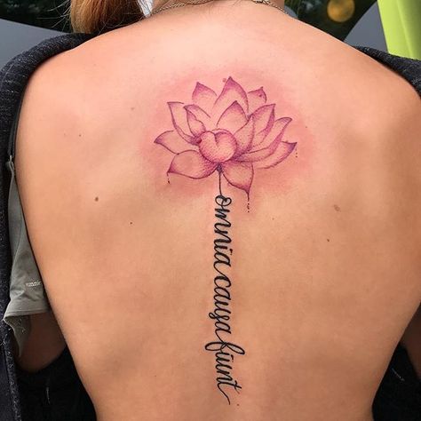 #lotustattoo Lotus With Words Tattoo, Lotus Unalome Tattoo Back, Tattoos With Quotes, Unalome Lotus Om Tattoo, 7 Chakras Lotus Tattoo, Lotus Flower Namaste Tattoo, Lotus Tattoos, Lotusblume Tattoo, Mujeres Tattoo