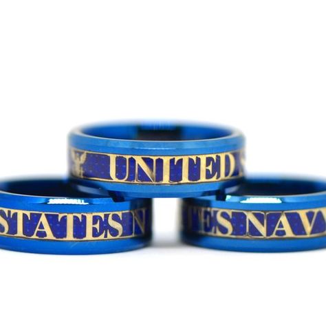 US Navy Blue Tungsten Ring Sailor's Graduation Souvenir Military Men Women Band Us Navy Graduation, Graduation Souvenirs, Blue Tungsten Ring, Tungsten Carbide Rings, United States Navy, Military Men, Tungsten Ring, Us Navy, Class Ring