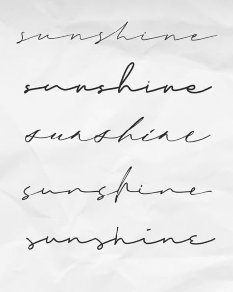 Sunshine Script Tattoo, Sunshine Line Art, Be Your Own Sun Tattoo, Sunshine Word Tattoo, Tattoo Sentences, Sunshine Font, Sunshine Tattoo, Girl Neck Tattoos, Script Words