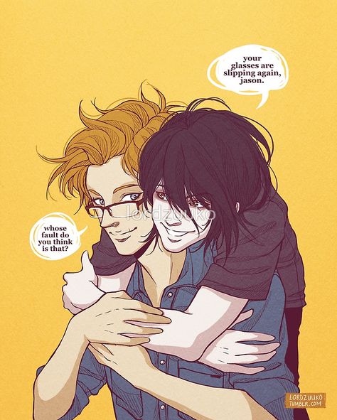 Jasico Reunion Hug by lordzuuko Hug From The Back, Reunion Hug, Surprise Hug, Dishonor On Your Cow, Son Of Hades, Luke Castellan, Percy Jackson Ships, Cartoon Books, Percy Jackson Fan Art