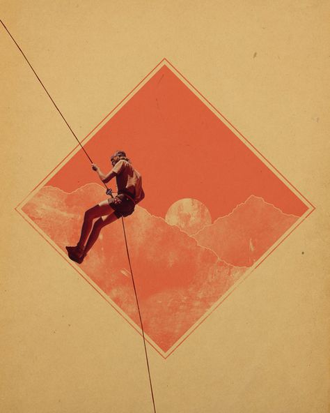 rapel Climbing Art, Fashion Illustration Vintage, Pics Art, Above And Beyond, Rock Climbing, Cool Posters, Collage Art, Painting & Drawing, Climbing