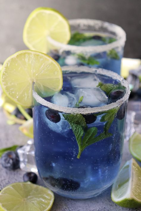 Blueberry Mojito Mocktail Recipe (Fresh Ingredients) Pistachio Martini Recipe, Blueberry Mojito, Mojito Mocktail, Berry Parfait, Fruit Sorbet, Light Desserts, Citrus Juicer, Fancy Drinks, Summer Grilling