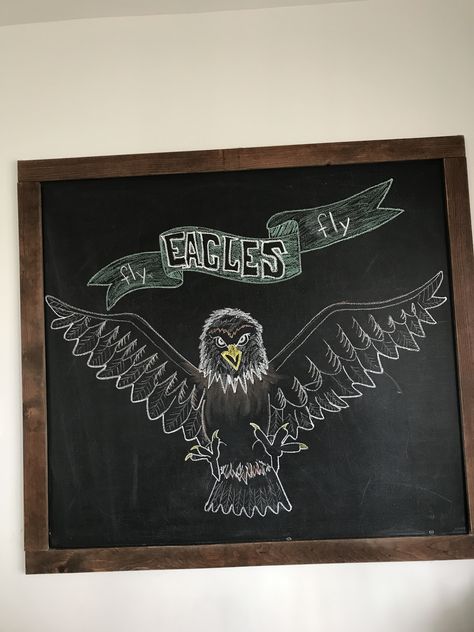 🏈. 🦅 🏈 Chalkboard art, eagles football; Philadelphia eagles; Super Bowl chalkboard Chalkboard Inspiration, Philadelphia Eagles Super Bowl, Eagles Super Bowl, Chalkboard Ideas, Eagles Football, Chalkboard Wall, Superbowl Party, Preschool Ideas, Chalkboard Signs