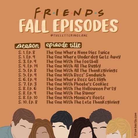 Fall Episodes, Friends Best Episodes, Friends Thanksgiving Episodes, Fall Tv Shows, Break Up Texts, Halloween Episodes, Friends Best Moments, Herbst Bucket List, Fall Friends