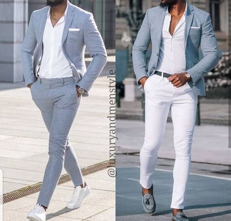 Suits And Sneakers, Grey Suits, Stylish Mens Suits, Blazer Outfits Men, Mens Smart Casual Outfits, Mens Business Casual Outfits, Black Men Fashion Casual, Mens Fashion Blazer, Mens Casual Outfits Summer