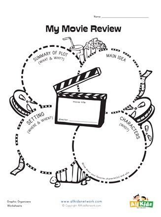 Movie Report Worksheet, Movie Review Worksheet, Graphic Organizer Ideas Creative, Graphic Organizer Design Ideas, Creative Graphic Organizer Design, Graphic Organizer Design, Movie Review Template, Creative Graphic Organizer, Research Graphic Organizer