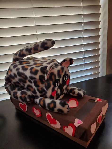 Kleenex Valentines Boxes, Cheetah Valentines Boxes, Tissue Box Valentine Boxes, Tissue Box Valentine Boxes Kids Crafts, Cat Valentine’s Day Boxes For School, Cheetah Valentines, Future School, Valentine Day Boxes, School Events