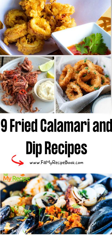 9 Fried Calamari and Dip Recipes ideas to create. Deep fried with batter and lemon, aioli or pepperoncini or wasabi dips or sauces. Calamari Dipping Sauce Aioli, Dip For Calamari, Calamari Dipping Sauce Recipes, Sauce For Calamari Dipping, Fried Calamari Sauce, Baked Calamari Recipes, Tempura Calamari, Calamari Dipping Sauce, Calamari Sauce