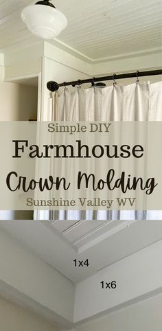 Crown Molding Farmhouse, Farmhouse Crown Molding, Farmhouse Trim, Ceiling Trim, Trim Ideas, House Trim, Pine Boards, Trim Work, Farmhouse House