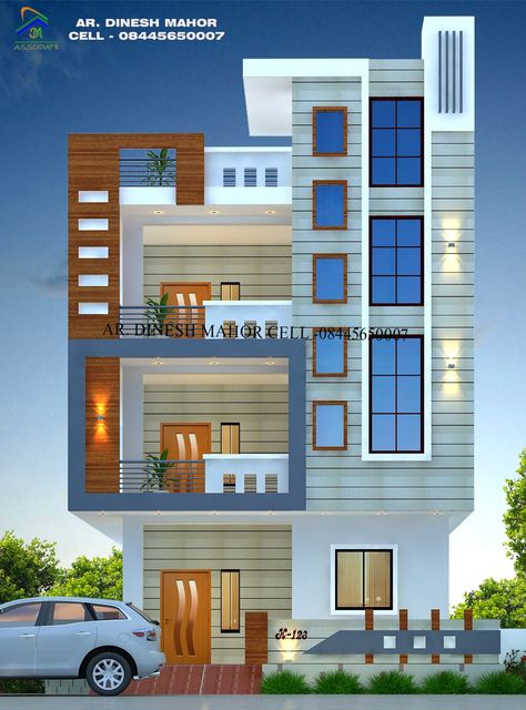 24ft small house design 20x30 House Elevation, Home Map Design, 3 Storey House Design, 2bhk House Plan, House Outer Design, Small House Elevation, Small House Front Design, House Roof Design, House Balcony Design