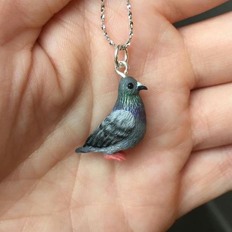 Polymer Clay Pigeon, Pigeon Jewelry, Pigeon Earrings, Cute Pigeon, Clay Pigeon, Clay Pigeons, Weird Jewelry, Diy Clay Crafts, Funky Jewelry