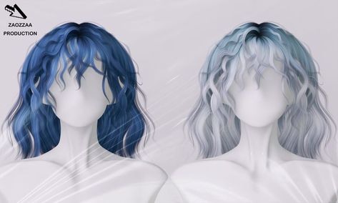 Half And Half Hair Sims 4 Cc, Sims 4 Two Colored Hair, Sims 4 Cc Blue Hair, Sims 4 Blue Hair, S4cc Hair, Krystal Instagram, Half And Half Hair, Cc Folder, Cc Hair