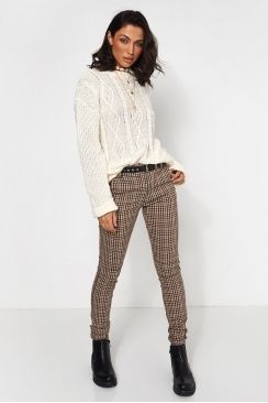 The Fashion Bible Beige Checked Print Trousers Brown Checkered Pants Outfit, Checked Pants Outfit, Checkered Pants Outfit, Bible Clothing, Checked Pants, Brown Checkered, Satin Joggers, Check Mate, Fashion Bible