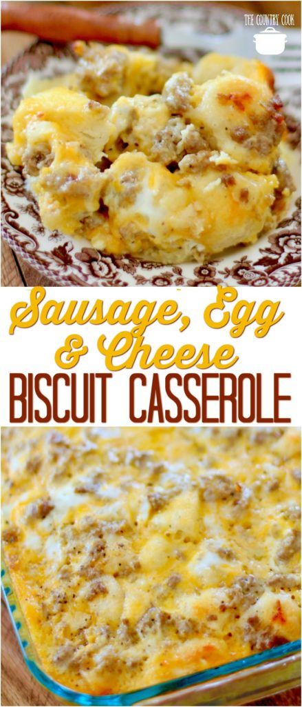 Easy Sausage, Egg & Cheese Biscuit Casserole recipe from The Country Cook #breakfast #casserole #recipes #ideas #easy #biscuits #eggs #sausage Breakfast Brisket Biscuit, Sausage Buiscits Egg Casserole, Biscuits And Eggs Breakfast, Sausage And Biscuit Breakfast Casserole, Canned Biscuit Breakfast Casserole, Breakfast Using Canned Biscuits, Dinner Ideas With Canned Biscuits, Canned Biscuit Casserole, Can Biscuits Ideas Breakfast Recipes