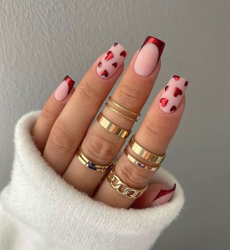 Magenta Valentine Nails, Nail Saint Valentin, Saint Valentine Nails, Nails Saint Valentin, Nails St Valentin, Valentine's Day Nail Designs Red, Valentines Day Nail Designs Acrylic, Matte Valentines Day Nails, Valentine's Day Nail Designs Short