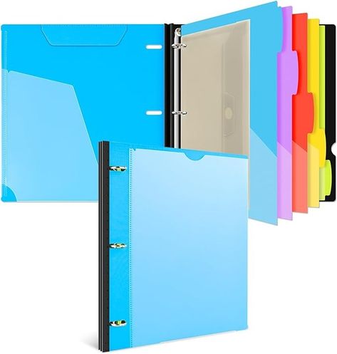 Amazon.com : INFUN Telescoping Project Organizer Binder,13 Pocket 3-Ring Folder Binder with Customizable Front Cover,Refillable Binder Organizer with 5 Colors Divider with Tabs and Plastic Binder Pocket -Blue : Office Products Folder Binder, Project Organizer, Plastic Binder, Binder Pockets, Blue Office, Project Organization, Binder Organization, Office Products, Divider