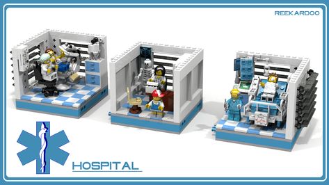 Hospital Rooms by reekardoo on LEGO Ideas Lego Hospital, Lego Table Ikea, Lego Fire, Lego Furniture, Lego Club, Lego Custom Minifigures, Series Poster, Lego Modular, Hospital Room