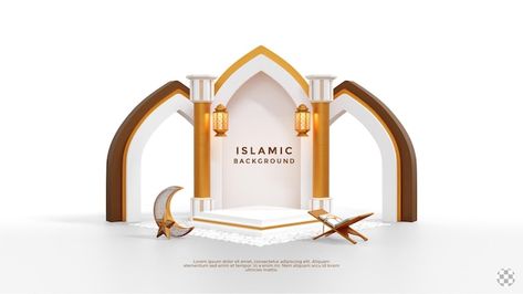 Islamic Stage Backdrop Design, Arabian Interior, Arabic Decoration, Stage Backdrop Design, 3d Podium, Hostels Design, Arabic Decor, Islamic Events, Stage Backdrop