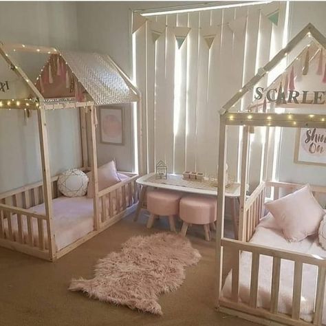 Classy Rooms, Creative Kids Rooms, Boy Toddler Bedroom, Shared Girls Bedroom, Kids Mattress, Toddler Rooms, Toddler Bedrooms, House Beds, Bedroom Kids