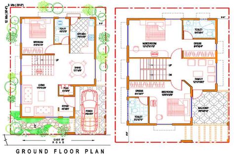 30x40-two-story-house-map 3bhk House Plan, 30x40 House Plans, 2 Story House, House Plans With Photos, Bungalow Floor Plans, Indian Bedroom, Duplex Plans, 2 Story Houses, Duplex House