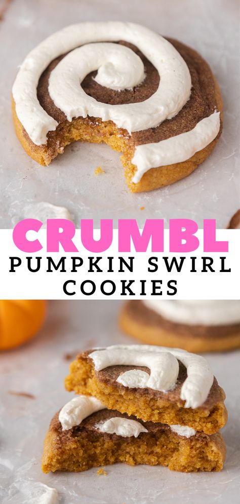 Pumpkin Crumbl Cookie, Crumbl Pumpkin Cookies, Crumbl Pumpkin Cookie Recipe, Keto Crumbl Cookie, Fall Crumbl Cookies, Cinnamon Swirl Cookies, Copycat Cookies, Crumbl Copycat, Patty Cakes