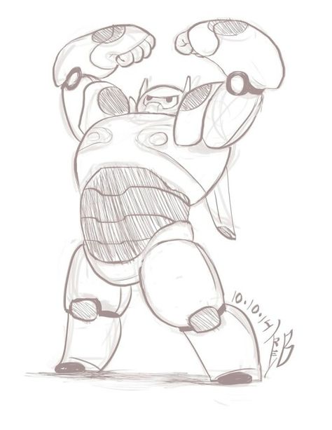 Big Hero 6 Baymax Art, Big Hero 6 Sketches, Big Hero 6 Drawings, Funny Anime Drawings, Baymax Sketch, Big Hero 6 Art, Big Hero 6 Concept Art, Hero Concept Art, Baymax Art