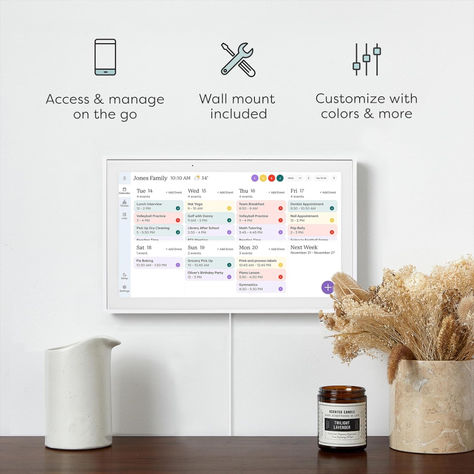 Finally, a WiFi-connected digital calendar + planner touchscreen display that will get the whole family organized and running smoothly. Room Layout Planner, Outlook Calendar, Office Organisation, Family Schedule, Interactive Display, Family Calendar, Day Planner Design, Calendar Planner, Digital Calendar