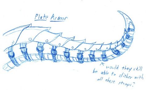 https://omnybus.tumblr.com/post/163458037207/naga-tail-armor-concepts-call-them-nagas-yuan-ti Bone Tail Drawing, Tail Accessories Drawing, Tail Anatomy, Tail Ideas Drawing, Clothes Design Drawing, Hole Drawing, Yuan Ti, Tail Drawing, Plate Armor