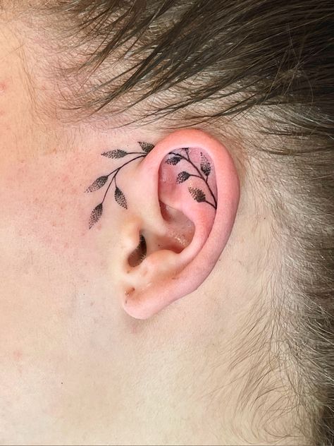 Dandelion Ear Tattoo, Tattoo With Hidden Semicolon, Floral Ear Tattoo, Tat Behind Ear, Tattoo Oreille, Adoption Tattoo, Robot Tattoo, Rocket Tattoo, Behind Ear Tattoos