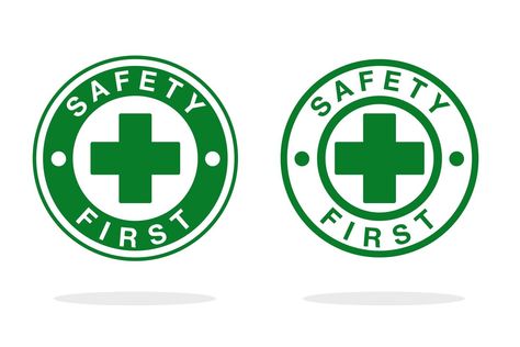 Green, White ''Safety First'' Icons Safety First Logo, One Logo, Circle Logos, Safety First, Unusual Design, Iphone Wallpapers, Health And Safety, Essie, Vector Art