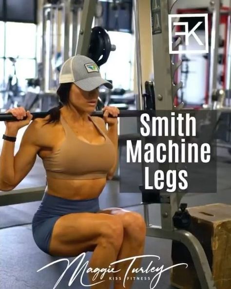 Maggie Turley • KISS®️ Founder on Instagram: "This is one of my favorite leg workouts! All you need is a smith machine and some time. If you like this leg workout, come workout with me everyday on the Kiss Fitness App and get your entire workout program done by me! Home and Gym programs are included, with weekly $100 dollar giveaways, a recipe library to access, and a private Facebook group where we support one another. Try it for free for 7 days, and then it’s only $10/mo!!! #kissfitness # Gym Programs, Smith Machine Workout, Gym Program, Workout With Me, Leg Workouts, Gym Machines, Smith Machine, Fitness App, Workout Program