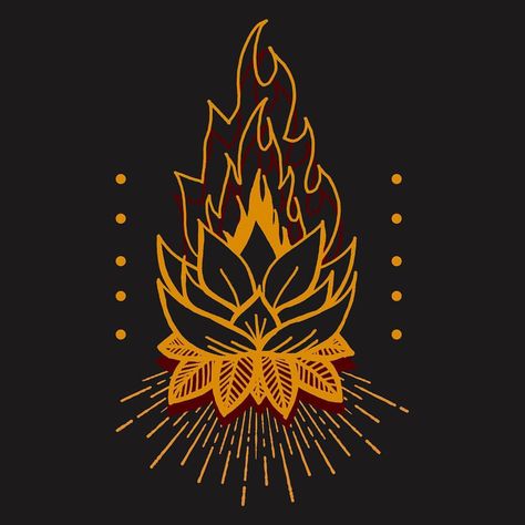 “Even in the midst of fierce flames the Golden Lotus may be planted”. Wu Ch’Eng-En #goldenlotus #lotusflower #tattoo #tattooart… Fire Bending Tattoo, Lotus On Fire Tattoo, Avatar Lotus Tattoo, Lotus Tile Tattoo Avatar, White Lotus Atla Tattoo, Yoga Artwork, Flame Tattoos, Fire Flower, Fire Tattoo