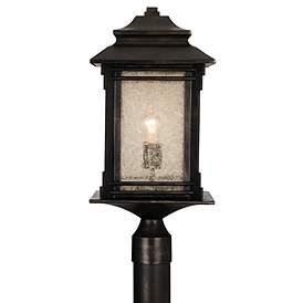 Hickory Point 21 1/2" High Bronze Outdoor Post Light Deck House, Outdoor Post Light, Lantern Designs, Outdoor Path Lighting, Lamp Post Lights, Steel Lighting, Lantern Design, House With Porch, Glass Lantern