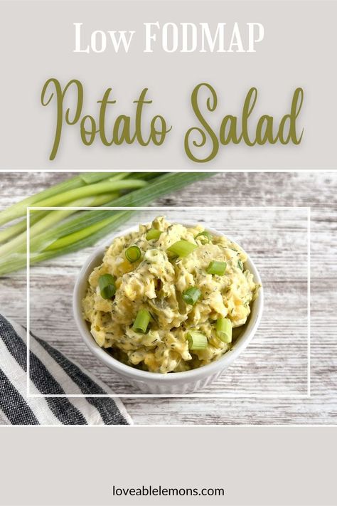 white bowl of potato salad. Low Fodmap Potato Salad, Instant Pot Potato Salad, Classic Potato Salad, Potato Salad Recipe, Low Fodmap Recipes, Fodmap Recipes, Potatoe Salad Recipe, Tuna Salad, Low Fodmap