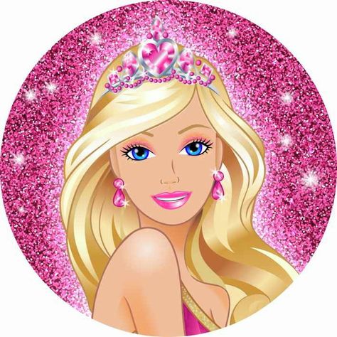 Topper Barbie, Barbie Topper, Barbie Round Image, Happy Birthday Barbie Cake Topper Printable, Barbie Logo Png, Barbie Png, Barbie Birthday Cake, Barbie Party Decorations, Barbie Theme Party