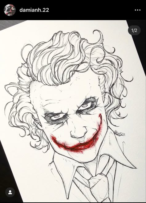 Joker Drawing Easy, Joker Art Drawing, Joker Sketch, Batman Art Drawing, Joker Cartoon, 3d Printed Mask, Joker Tattoo Design, Joker Drawings, Batman Drawing