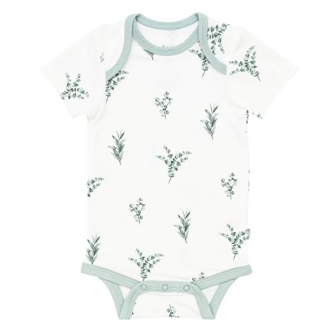 Kyte BABY Short Sleeve Bodysuit Printed Bodysuit in Eucalyptus Mini Wardrobe, Baby Wishlist, Kyte Baby, Future Clothes, Baby Sling Carrier, Bamboo Clothing, Botanical Collection, Baby List, Print Bodysuit