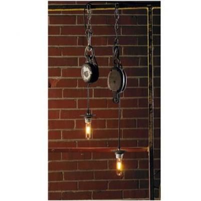 Reclaimed industrial pulley lamp from Shades of Light Pulley Light Fixture, Industrial Lighting Diy, Lighting Diy Ideas, Pulley Decor, Pulley Pendant Light, Pulley Light, Chic Lighting, Lighting Diy, Industrial Wood