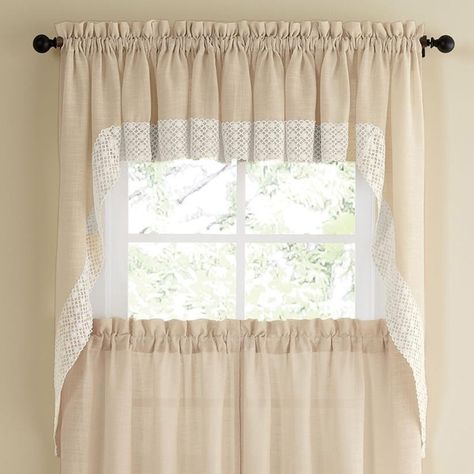 Salem Kitchen 29" Swag Curtain Valance Country Style Curtains, Swag Curtains, Kitchen Curtain Sets, Curtain Styles, French Country Kitchens, Country Style Kitchen, Valance Window Treatments, Decor Pillows, Curtain Valance