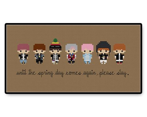 BTS Spring Day Bite Size - PDF Cross Stitch Pattern Nct Cross Stitch, Kpop Cross Stitch, Bt21 Cross Stitch Pattern, Bts Cross Stitch Patterns, Mdzs Cross Stitch, Bts Spring Day, Big Cross, Cross Stitch Patterns Free, Spring Day