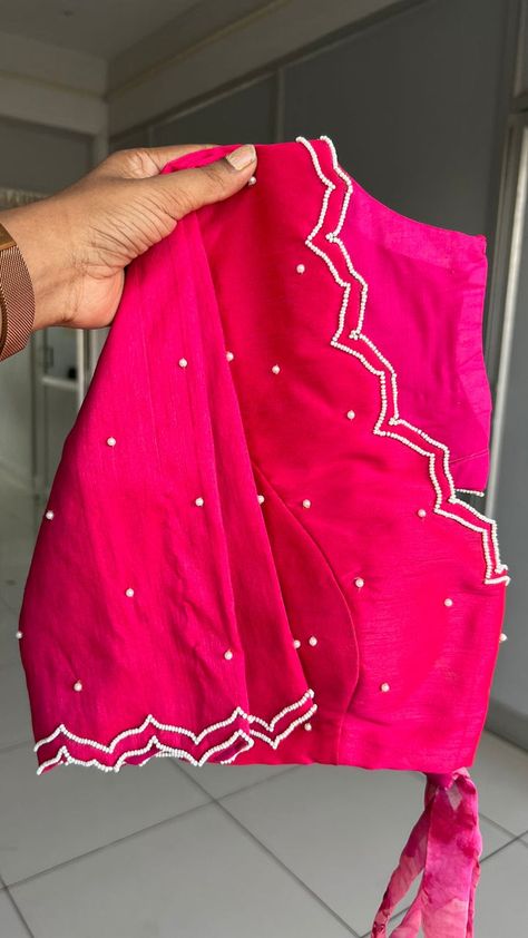 Threads / Threadslabel / Threads Fashions / Threads Bridal Bead Work For Blouse, Pattern Saree Blouse Designs, All Over Blouse Work Designs, Beads For Blouse Sleeves, Pearl Blouse Designs Embroidery, Dress Work Designs, Machine Embroidery Blouses, Blouse Designs With Work, Silk Blouse Work Designs