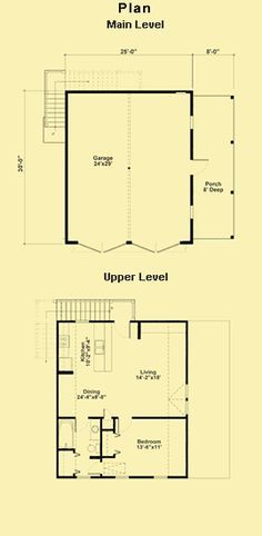 Garage Plans & Designs and Garage Plans With Living Quarters Garage With Living Quarters Upstairs, Garage Plans With Living Quarters, Barn With Living Quarters Upstairs, Car Garage Plans, Shop With Living Quarters, Garage Apartment Floor Plans, Garage With Living Quarters, Modern Cabins, Carport Ideas