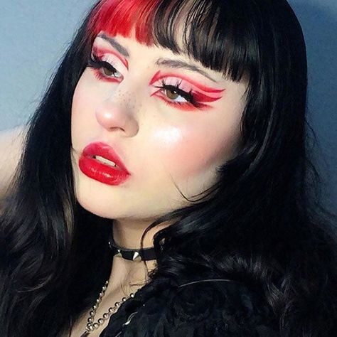 Official Page For Hard Candy on Instagram: “💌 repost @shesvvenom rocked the B-Day look 🍓🍰🍓! @hardcandylife liquid lipstick shade “tulip” or try extra glossy look with 💋Marilyn Monroe…” Red Egirl Make Up, Egirl Makeup Red, Red Egirl, E Girl Makeup, Egirl Makeup, Hard Candy Makeup, Red Outfits, Lipstick Shade, Birthday Makeup