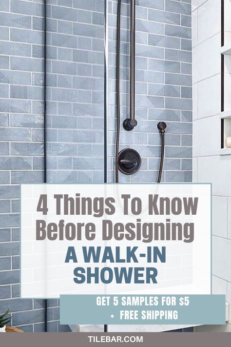 If you have a smaller space for your bathroom, this shower can do wonders. A walk-in shower for a small bathroom is a classic way to make an open, spacious look. It rids having “closed off” areas and allows the overall design to flow freely. #bathroomshowertiles #walkinshower #bathroomwalltilesideas Shower With No Glass Door Walk In, Walk In Shower Large Bathroom, Gray Tiled Showers Walk In, Walk In Shower No Door Dimensions, Walk In Shower Narrow Bathroom, Walk In Doorless Shower Ideas, Two Person Shower Walk In Master Suite, Open Concept Shower Design, Small Tile Shower Ideas Walk In