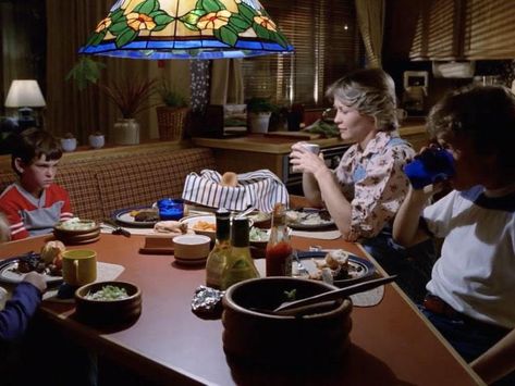 How Steven Spielberg Dramatizes the Dinner Table Movie Vibes, Dee Wallace, 80s Kitchen, Yoplait Yogurt, Skippy Peanut Butter, Et The Extra Terrestrial, Wooden Salad Bowl, Cooked Carrots, Movie Shots