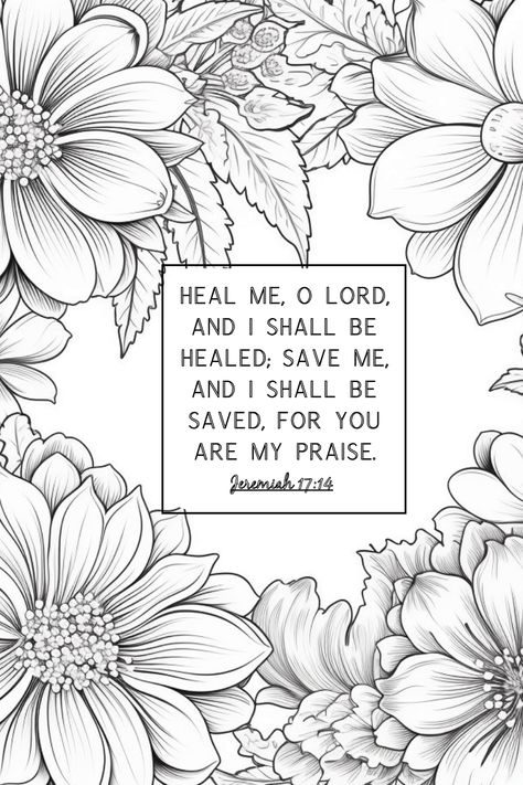 God desires for us to be well. He wants us to live an abundant life on Earth and to be on our way to experience eternal life with Him. We should desire the same. To be healthy but not on our way to Heaven would not be sufficient. If we have unforgiven sins, we will not experience all of God's goodness including Heaven. We should pray and ask God for healing and salvation. As you color this free printable, meditate and pray the words of this scripture about healing and salvation. Printable Bible Verses Free, Coloring Bible, Bible Coloring Sheets, Bible Verse Coloring Page, Scripture Coloring, Ask God, Bible Journal Notes, Bible Verse Coloring, Way To Heaven